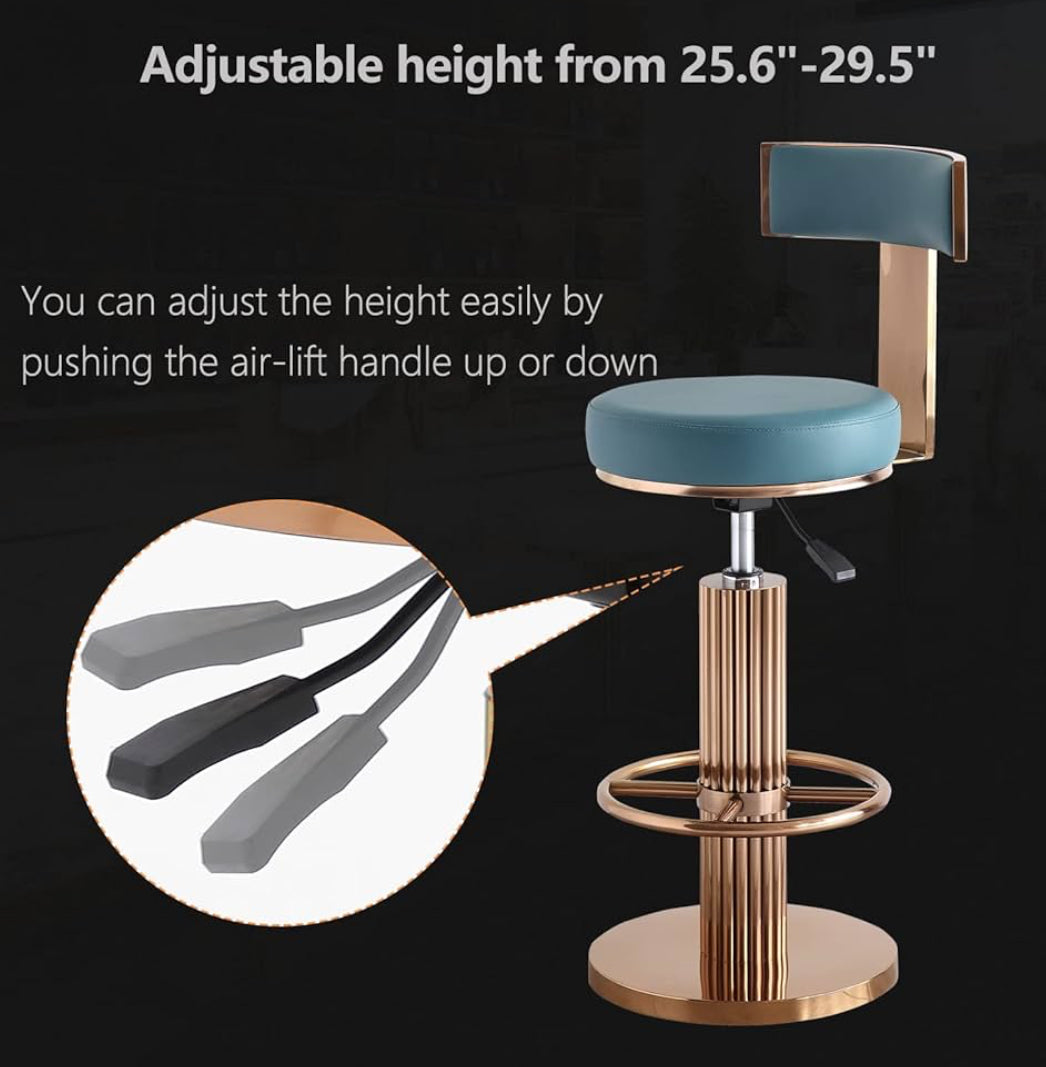 Modern Adjustable Height Counter Stool with Stainless Steel Legs