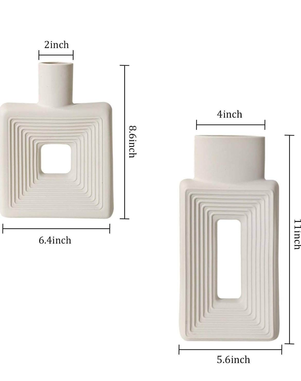 White Ceramic Vase Set of 2
