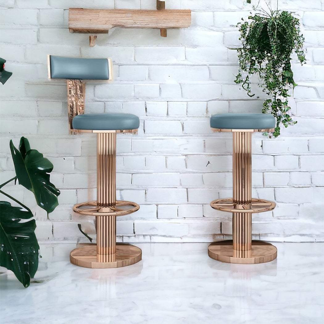 Modern Adjustable Height Counter Stool with Stainless Steel Legs