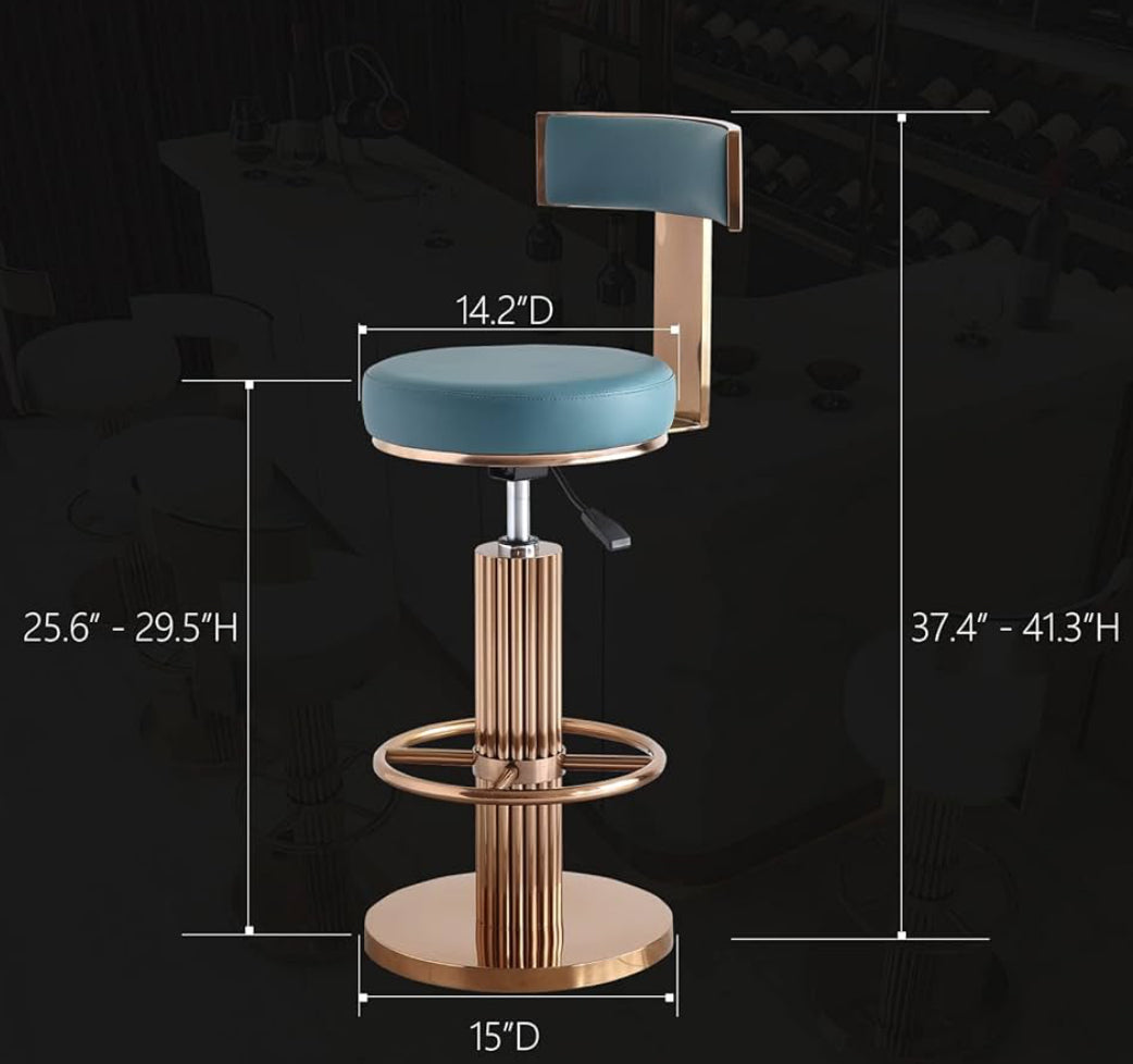 Modern Adjustable Height Counter Stool with Stainless Steel Legs