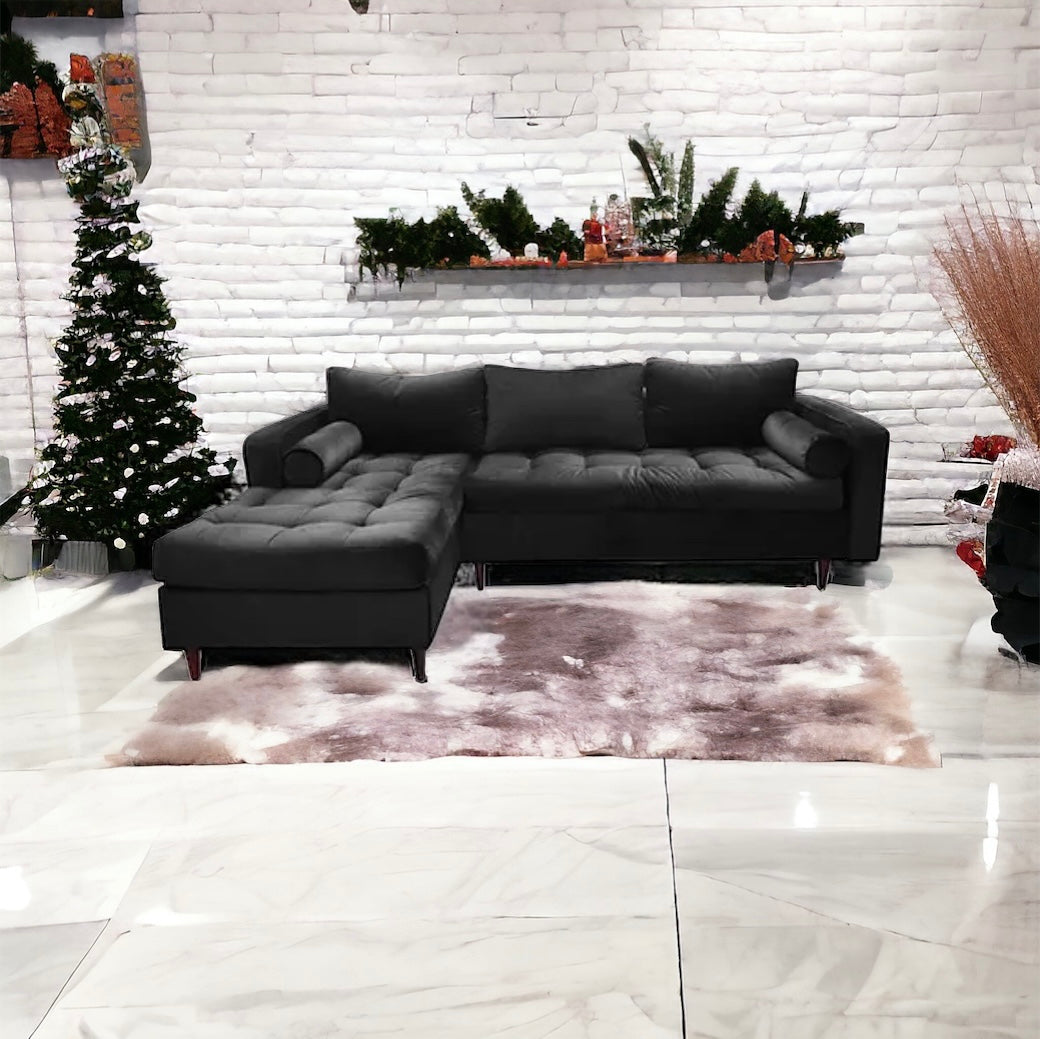 Florence Sectional, Velvet Black