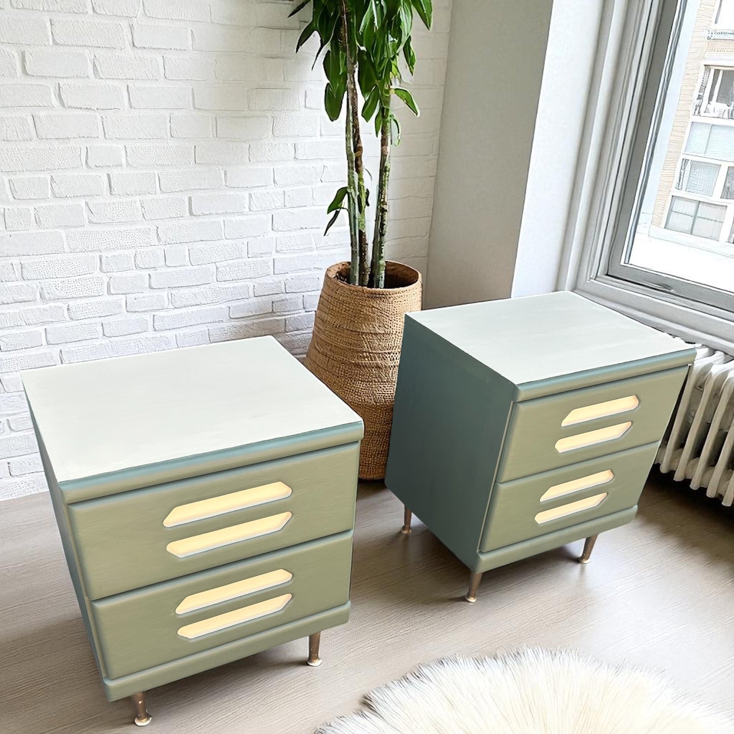 Newly refinished wooden nightstand set (The Orman Gaubb Company)