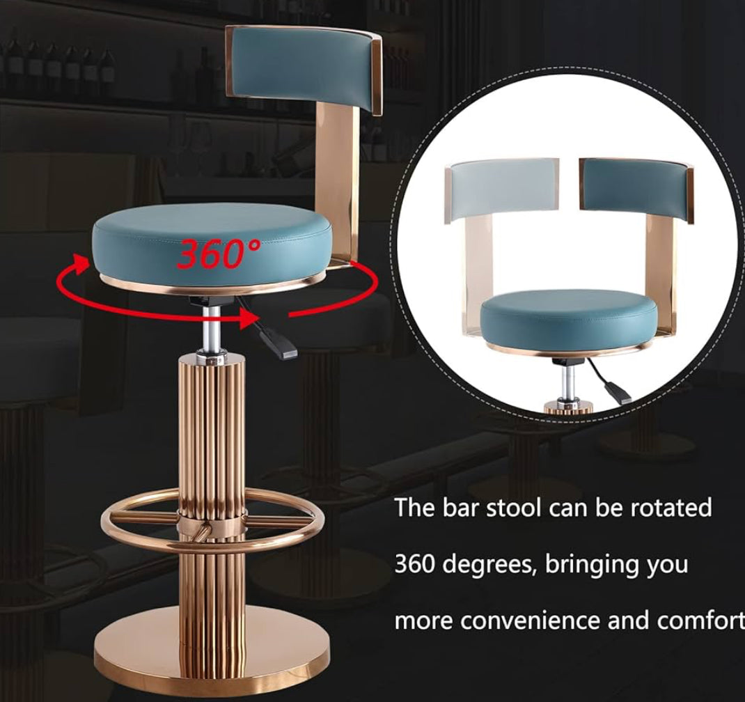 Modern Adjustable Height Counter Stool with Stainless Steel Legs