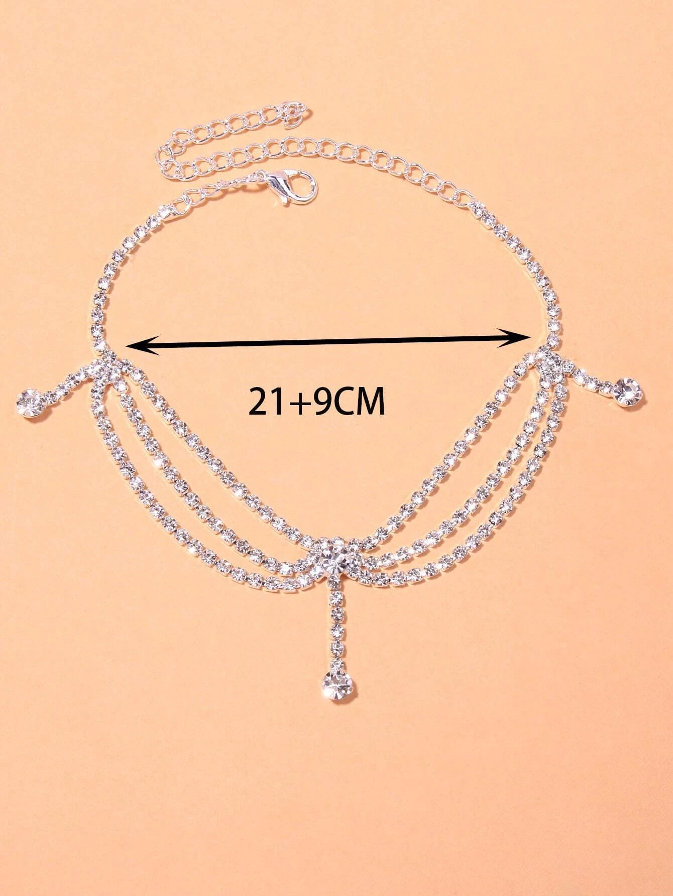 Rhinestone Decor Layered Anklet