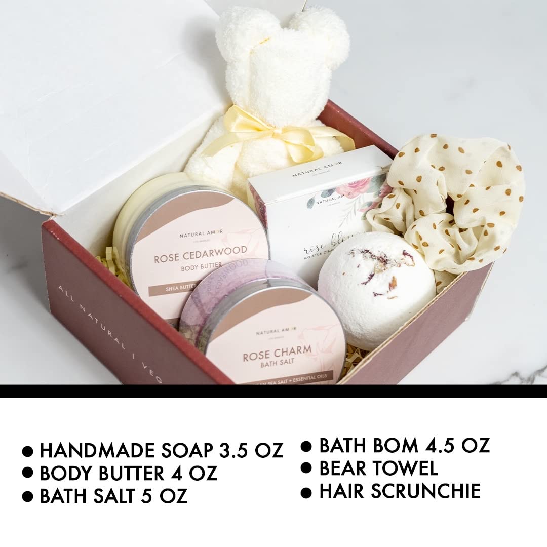 Roll over image to zoom in Natural Amor- Spa Gift Set for Women- Luxurious Rose Scent Bath gift for her