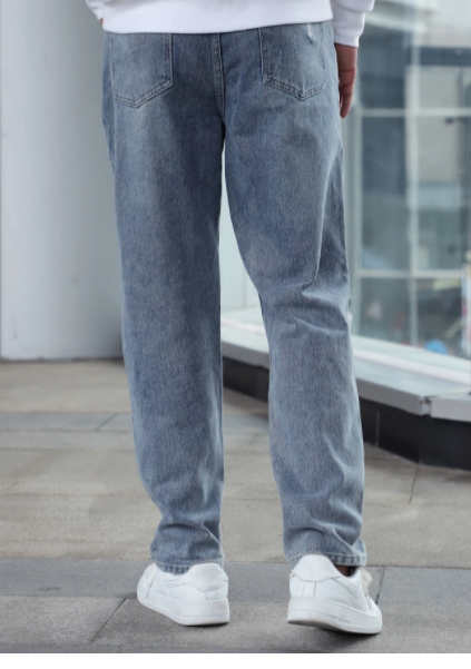 Men Ripped Detail Straight Leg Jeans