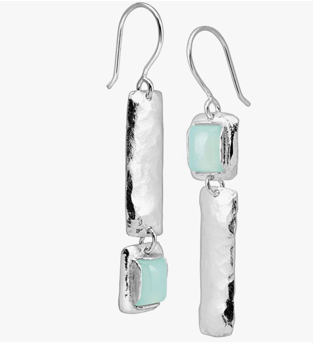 Natural Chalcedony Hinged Drop Earrings in Sterling Silver
