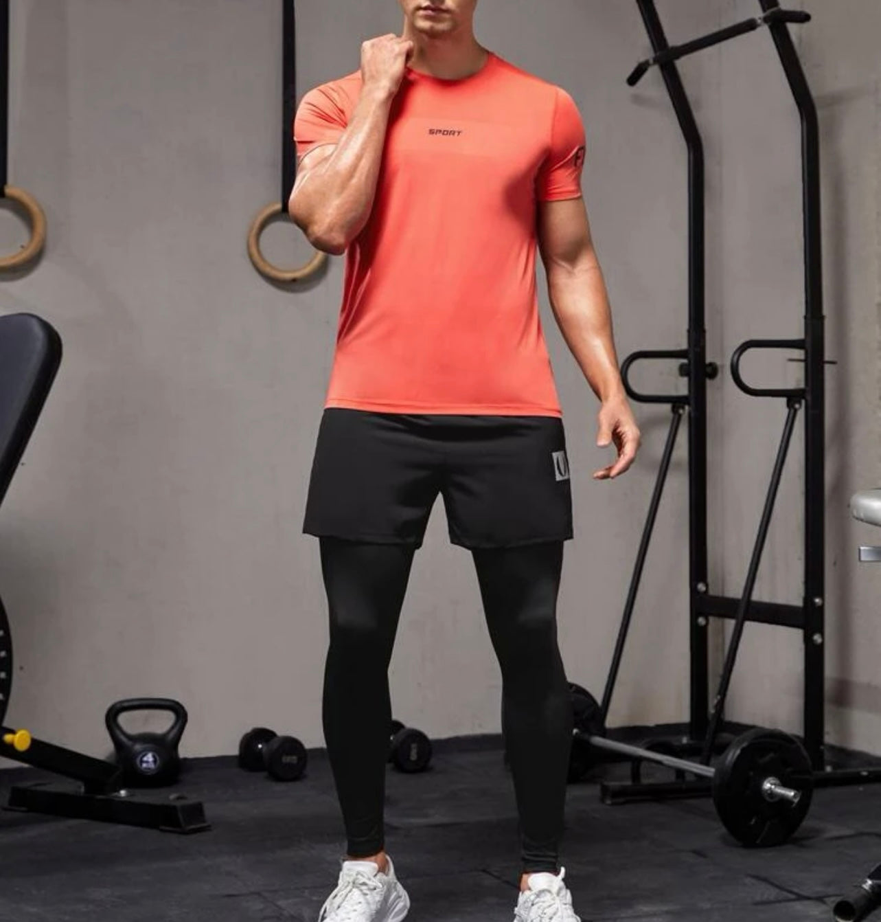 Men letter graphic 2 in 1 sports set