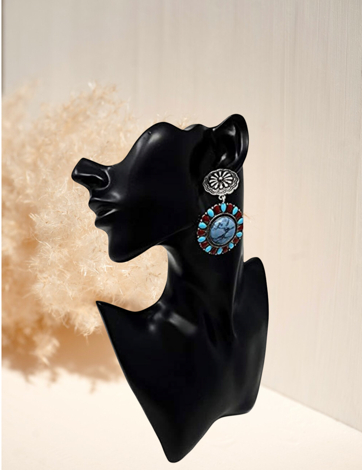 Western Turquoise Flower Post Earring Navajo