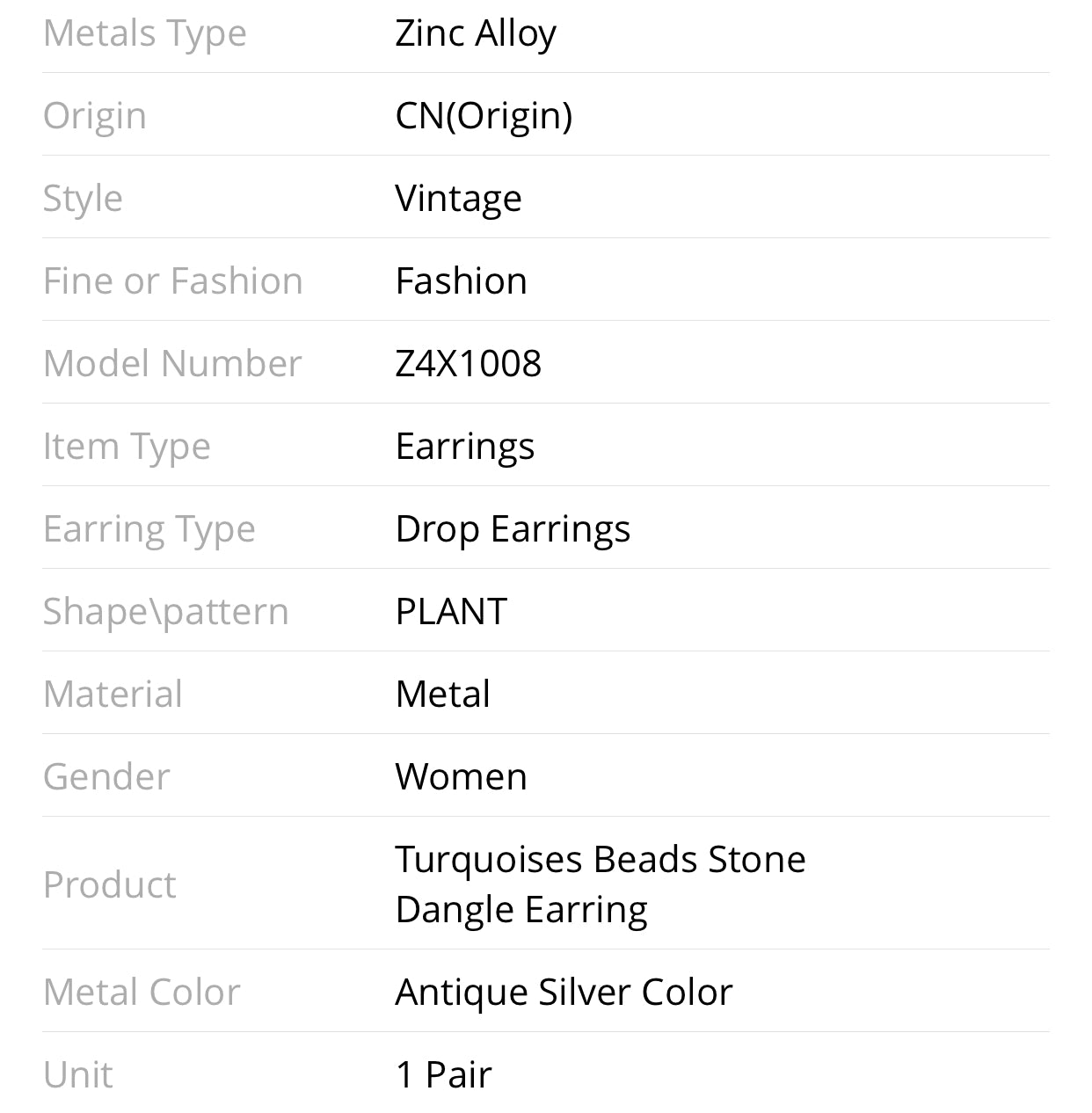 Carved metal turquoise decor drop earrings