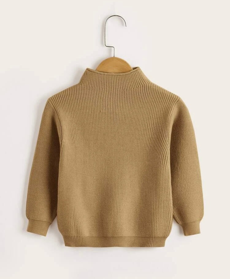 Toddler Boys Ribbed Knit Mock Neck Sweater
