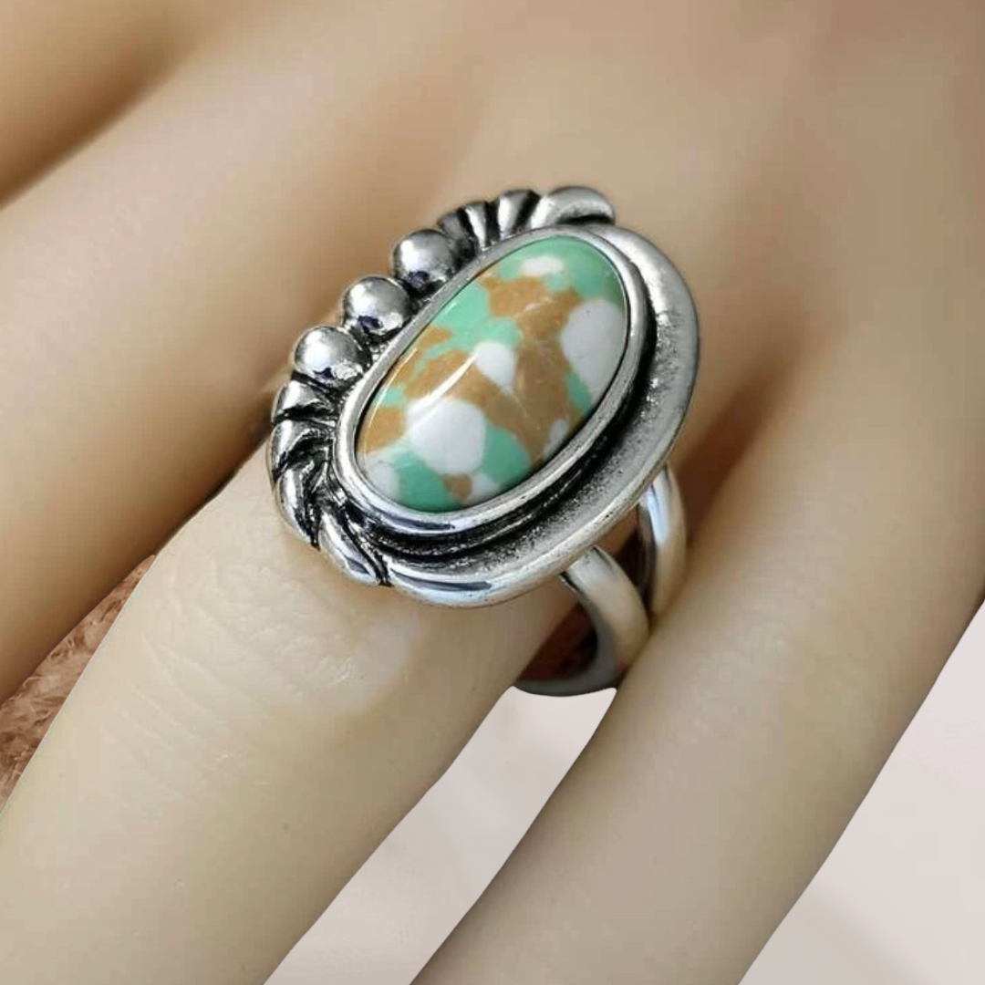 Multicolor turquoise style statement ring. Size 8.