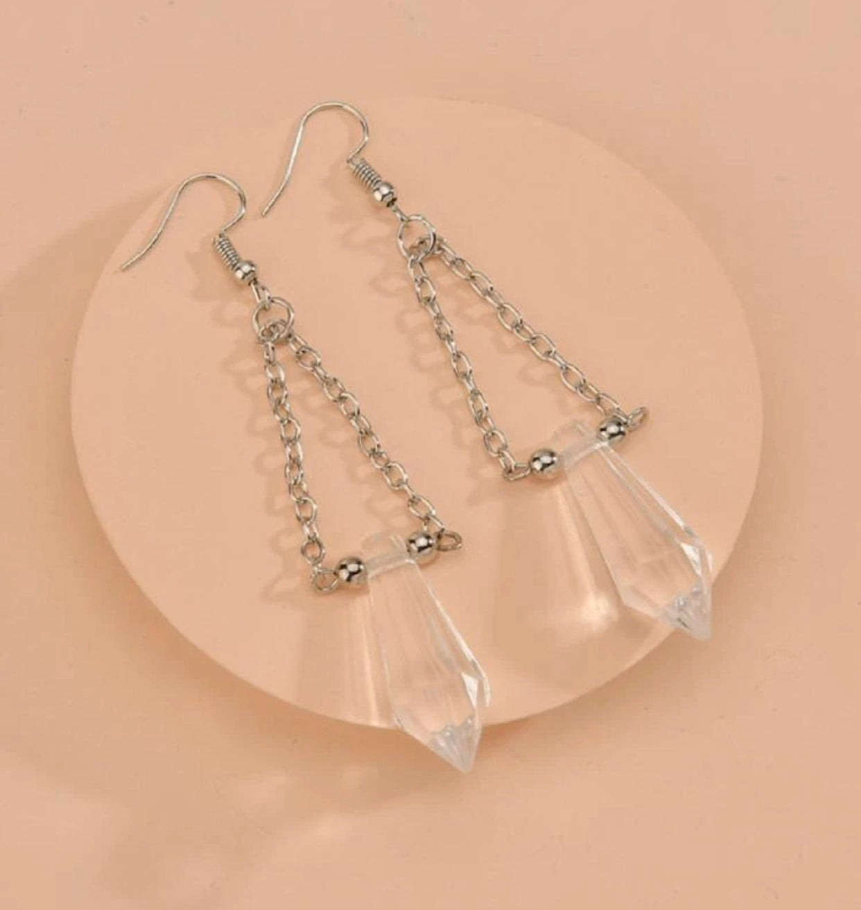 Clear geometric dangle earrings