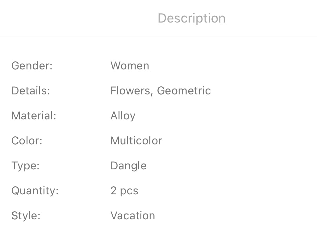 Floral decor oval drop earrings