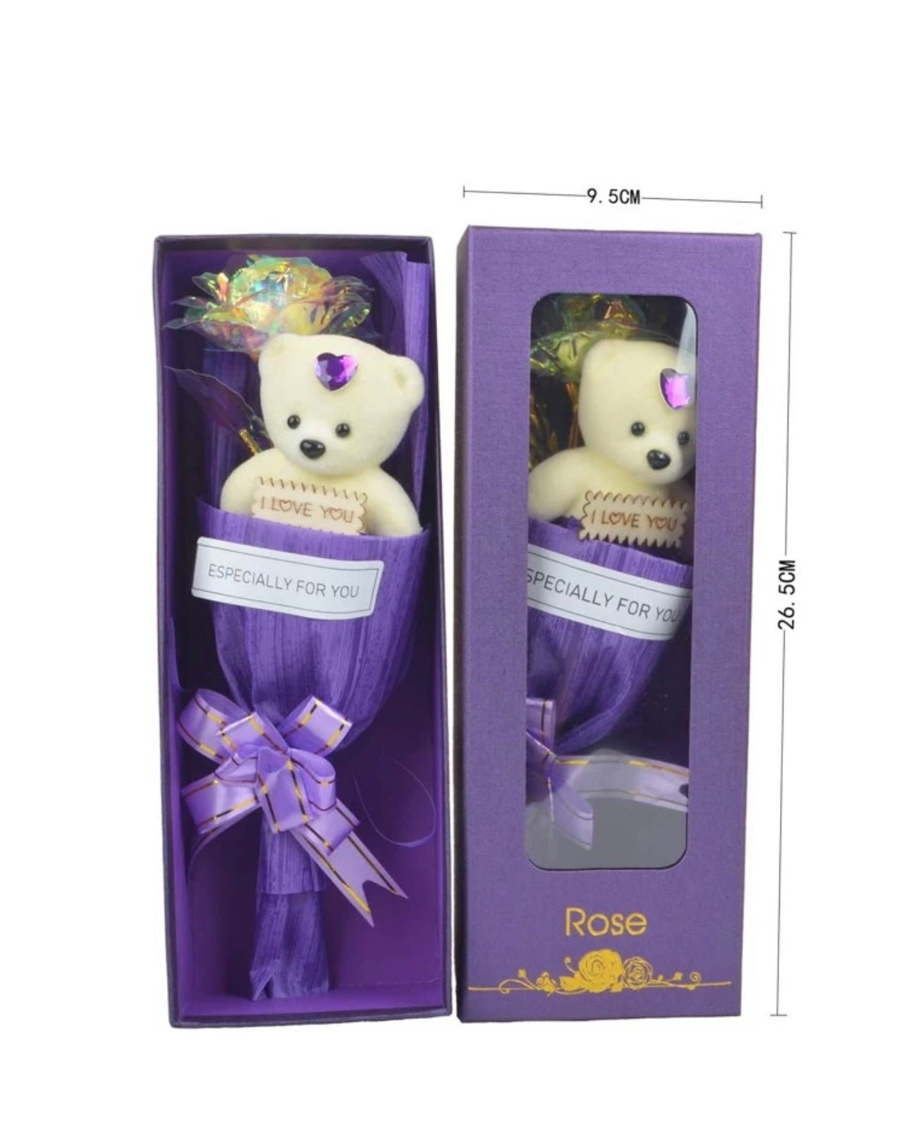 Valentine's Day Metallic Artificial Rose With Gift Box