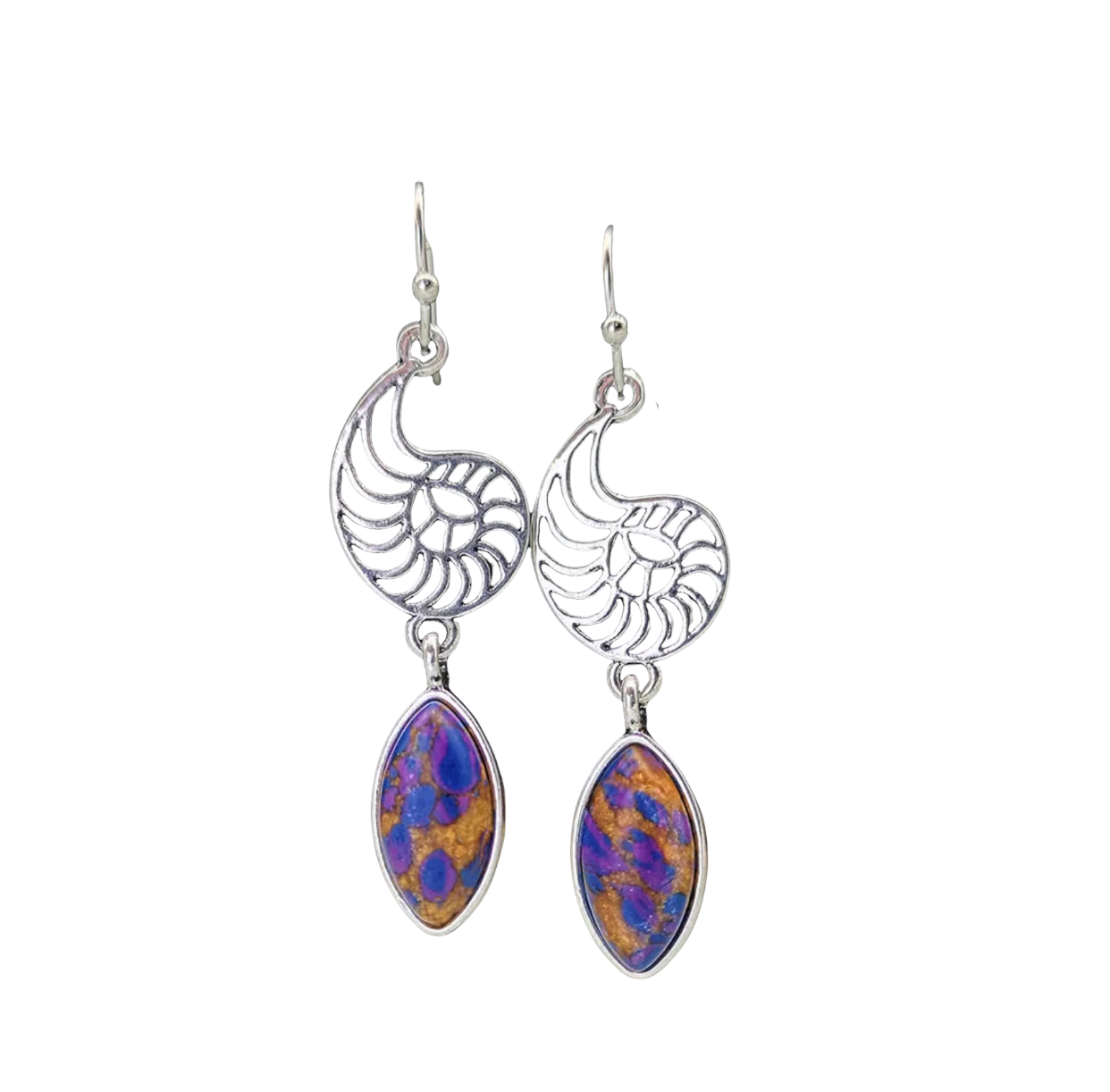 Purple copper turquoise inspired dangle earrings