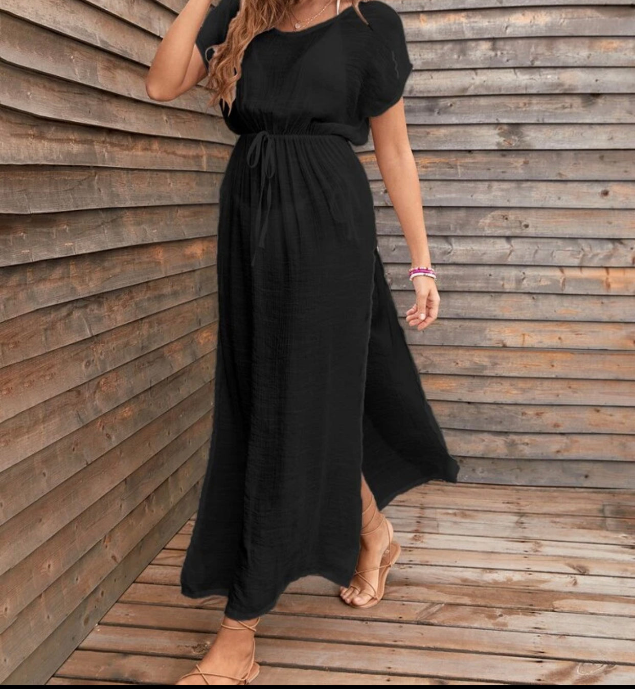 Split thigh drawstring waist cover up - Christina’s unique boutique LLC