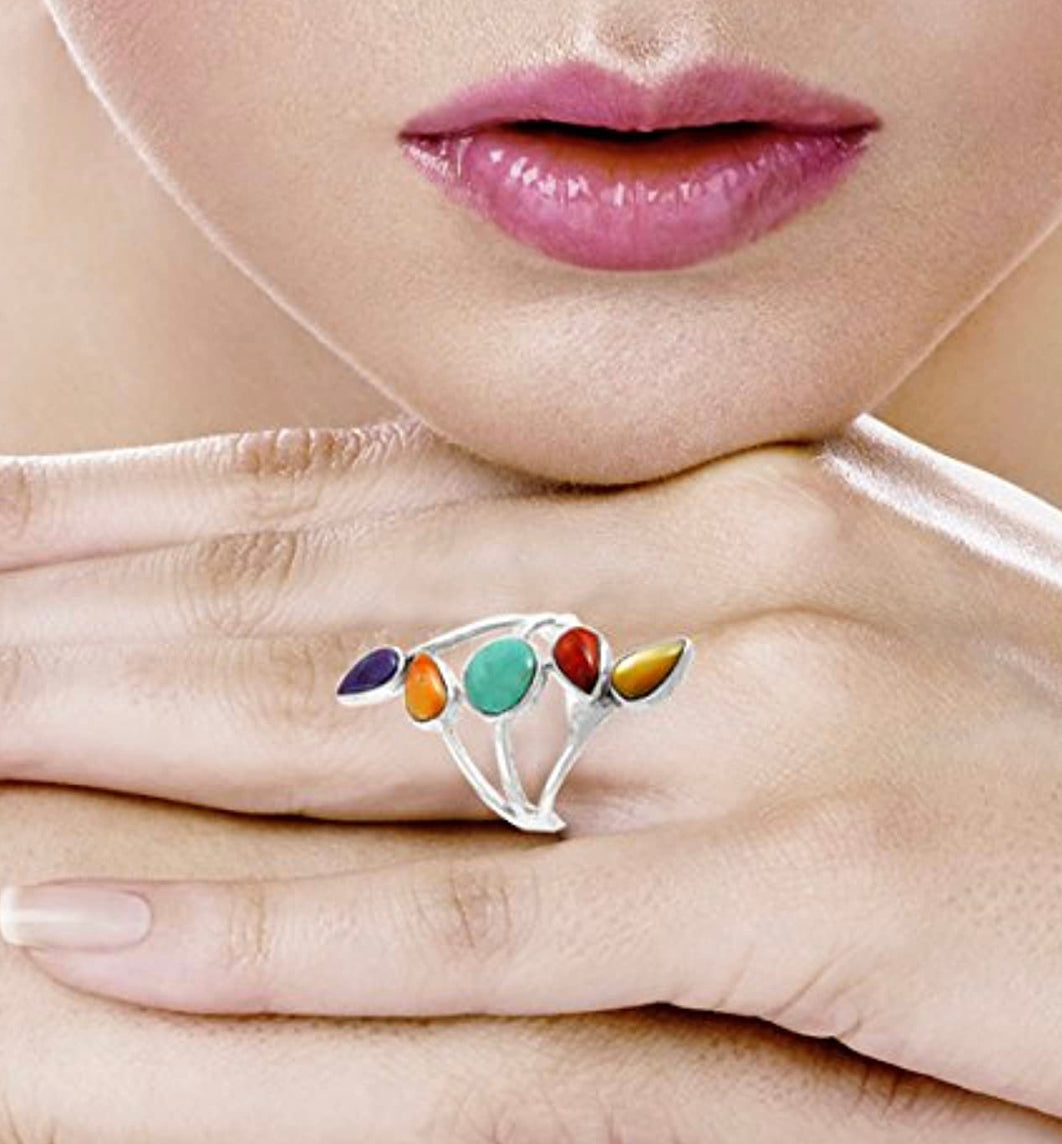 Turquoise Ring Sterling Silver 925 Genuine Gemstones Sizes 6 to 11