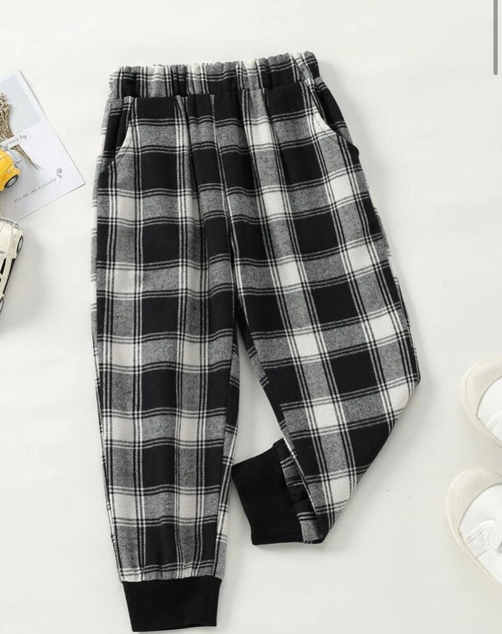 Toddler Boys 2pcs Plaid Sweatpants
