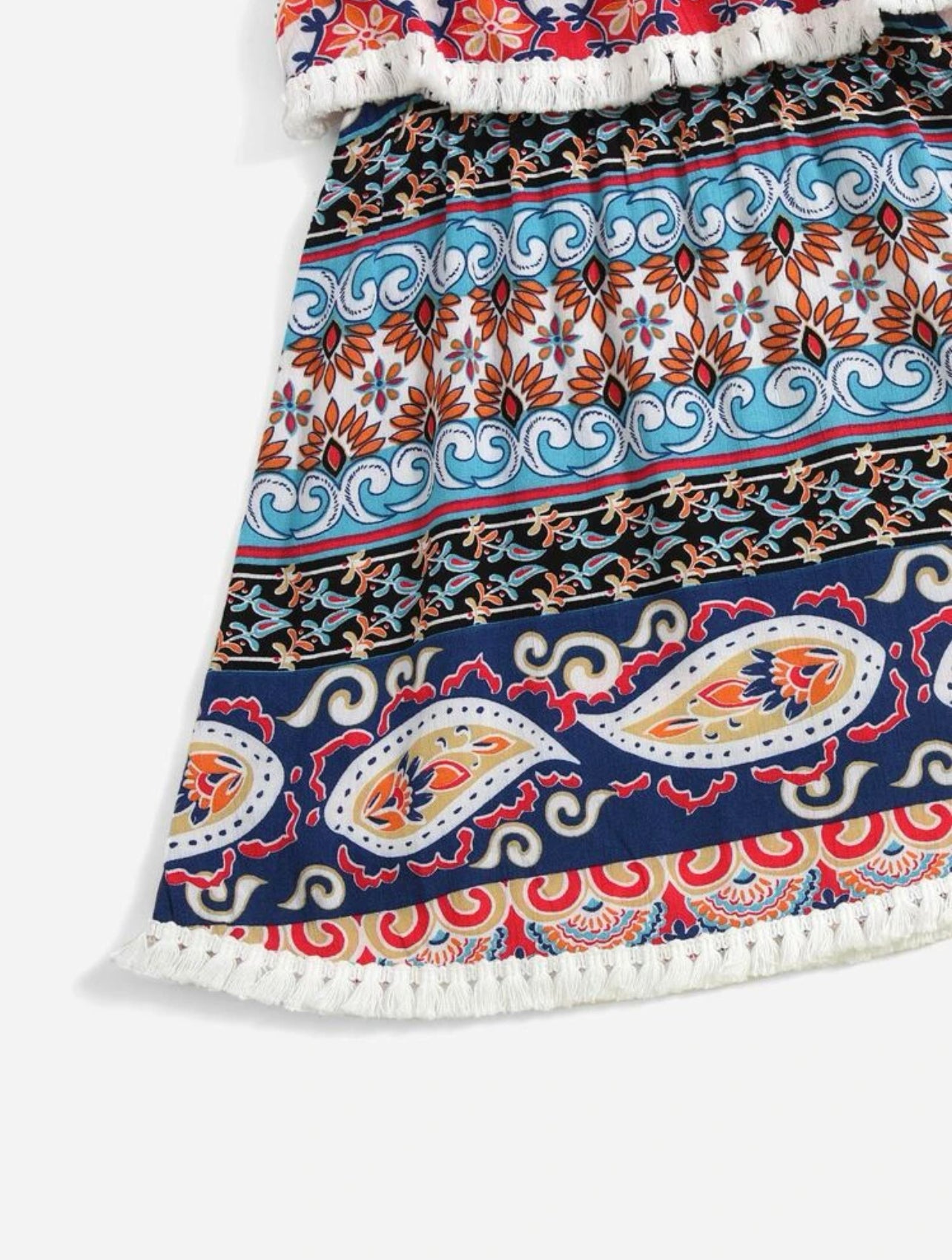 Toddler Girls Paisley Print Fringe Detail Cami Dress