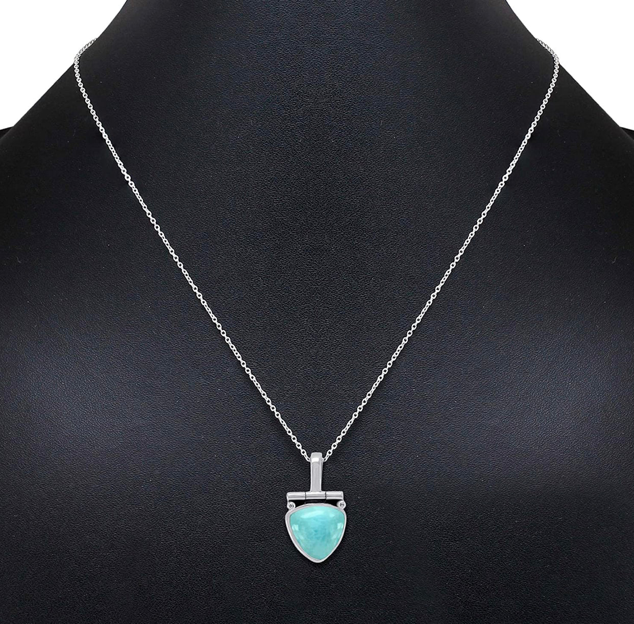 Larimar Sterling Silver Pendant Necklace For Women 18 Inch. 925 silver chain pendant