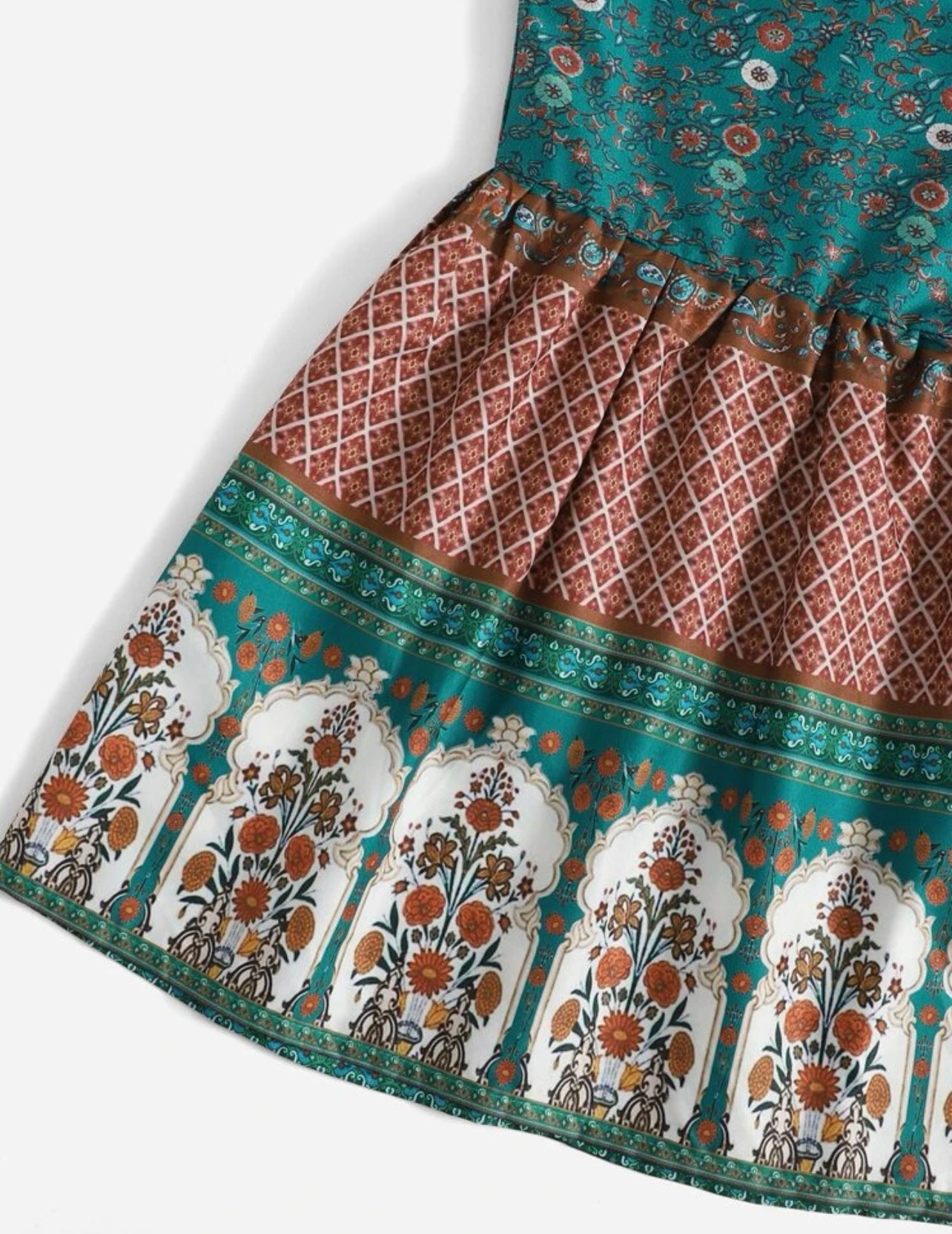 Toddler Girls Floral & Geo Print Ruffle Trim Dress