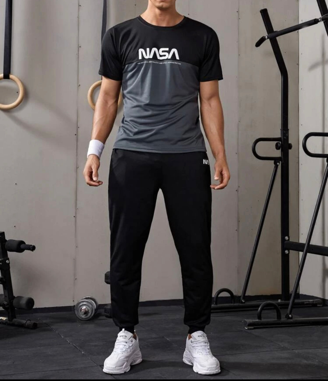 Men’s letter print round neck tee and sweatpants set - Christina’s unique boutique LLC