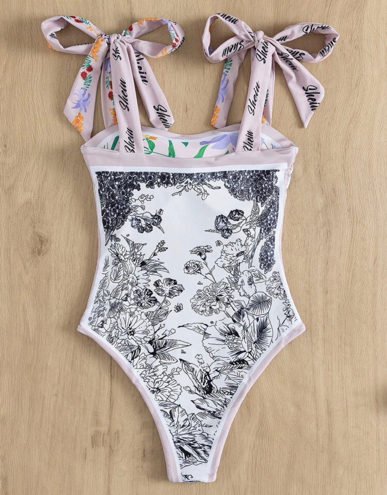 Plant print reversible one piece swimsuit