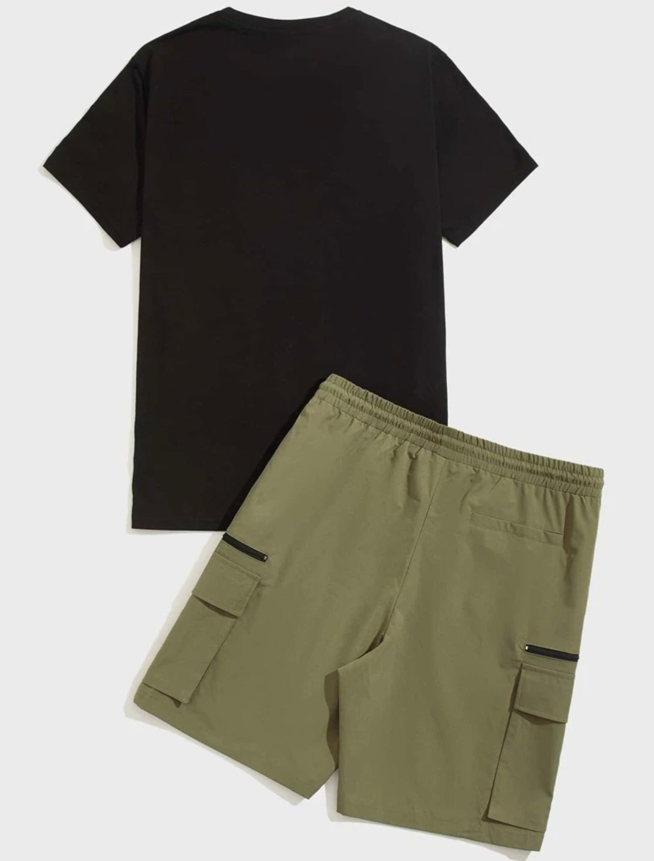 Men Slogan & Cap Print Tee & Drawstring Waist Shorts Set