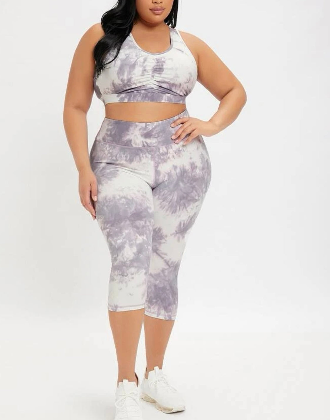 Plus tie dye criss cross back sports set
