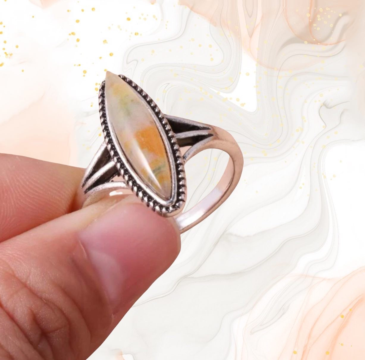 Bumble bee jasper inspired statement rings. Size 8.