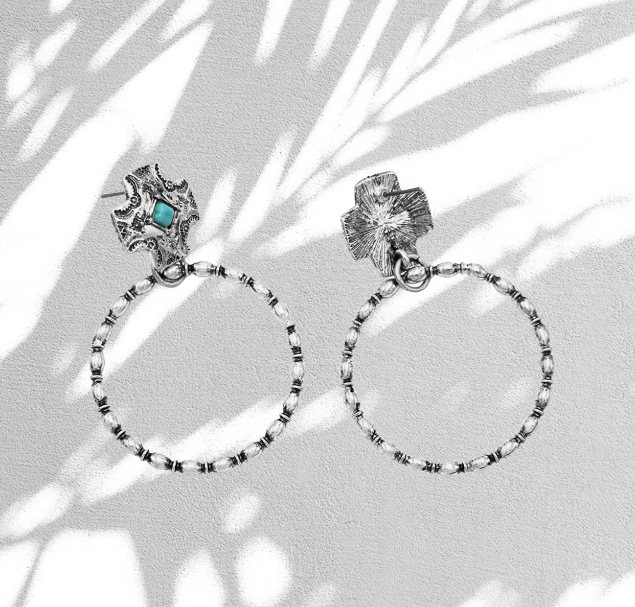 Women's Western Chic Turquoise Howlite Hoop Dangle Earrings, 38-60mm
