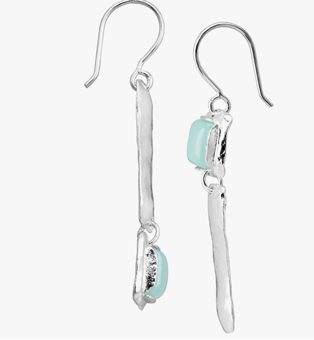 Natural Chalcedony Hinged Drop Earrings in Sterling Silver