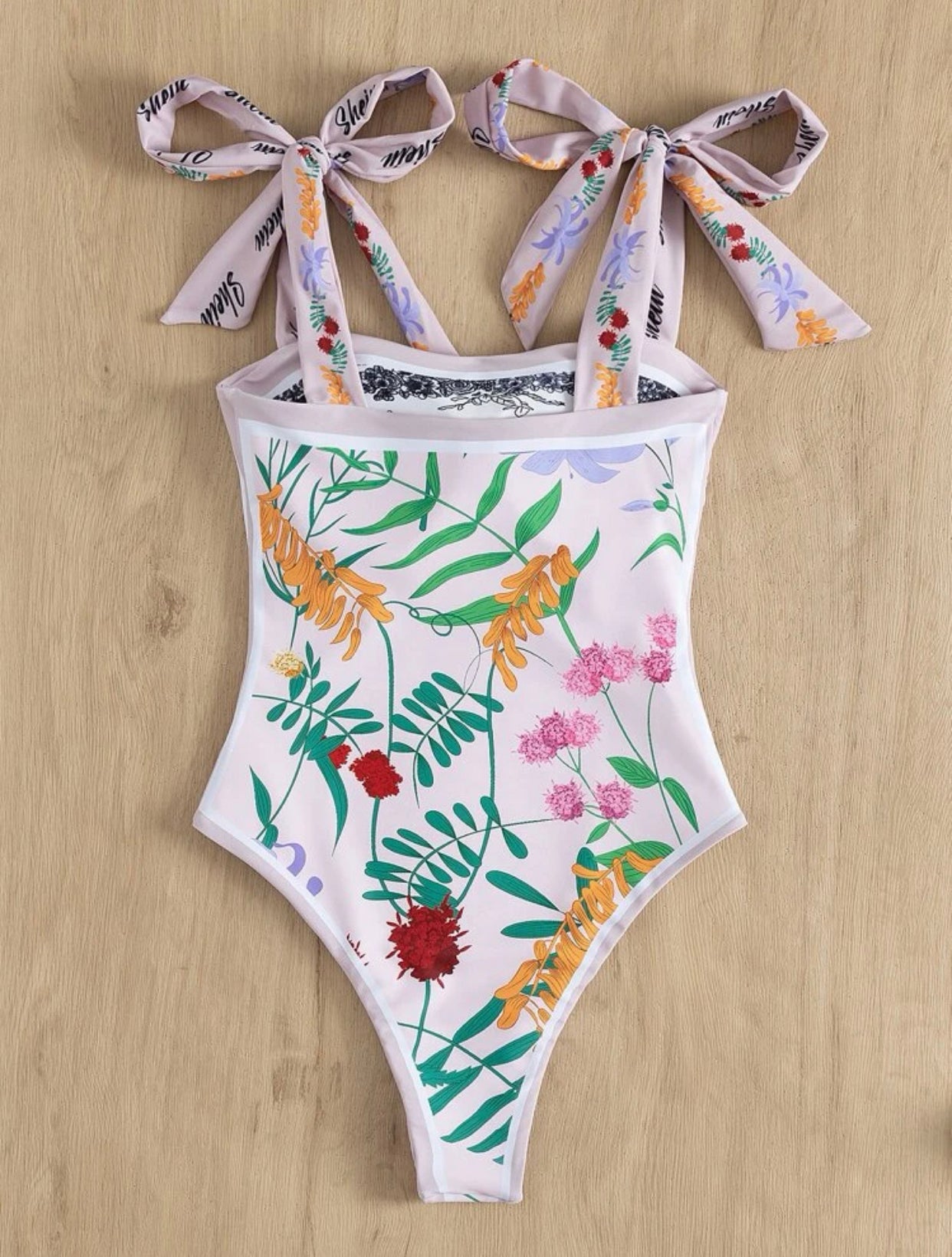 Plant print reversible one piece swimsuit