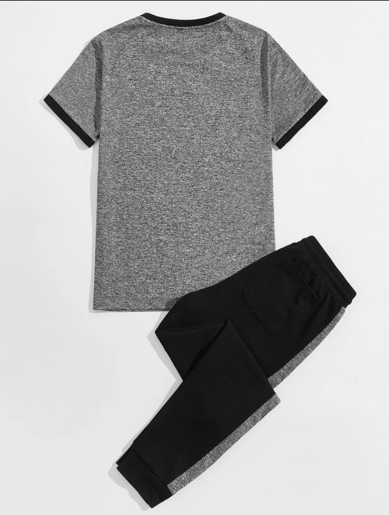 Men’s contrast trim marked tee & drawstring waist pants