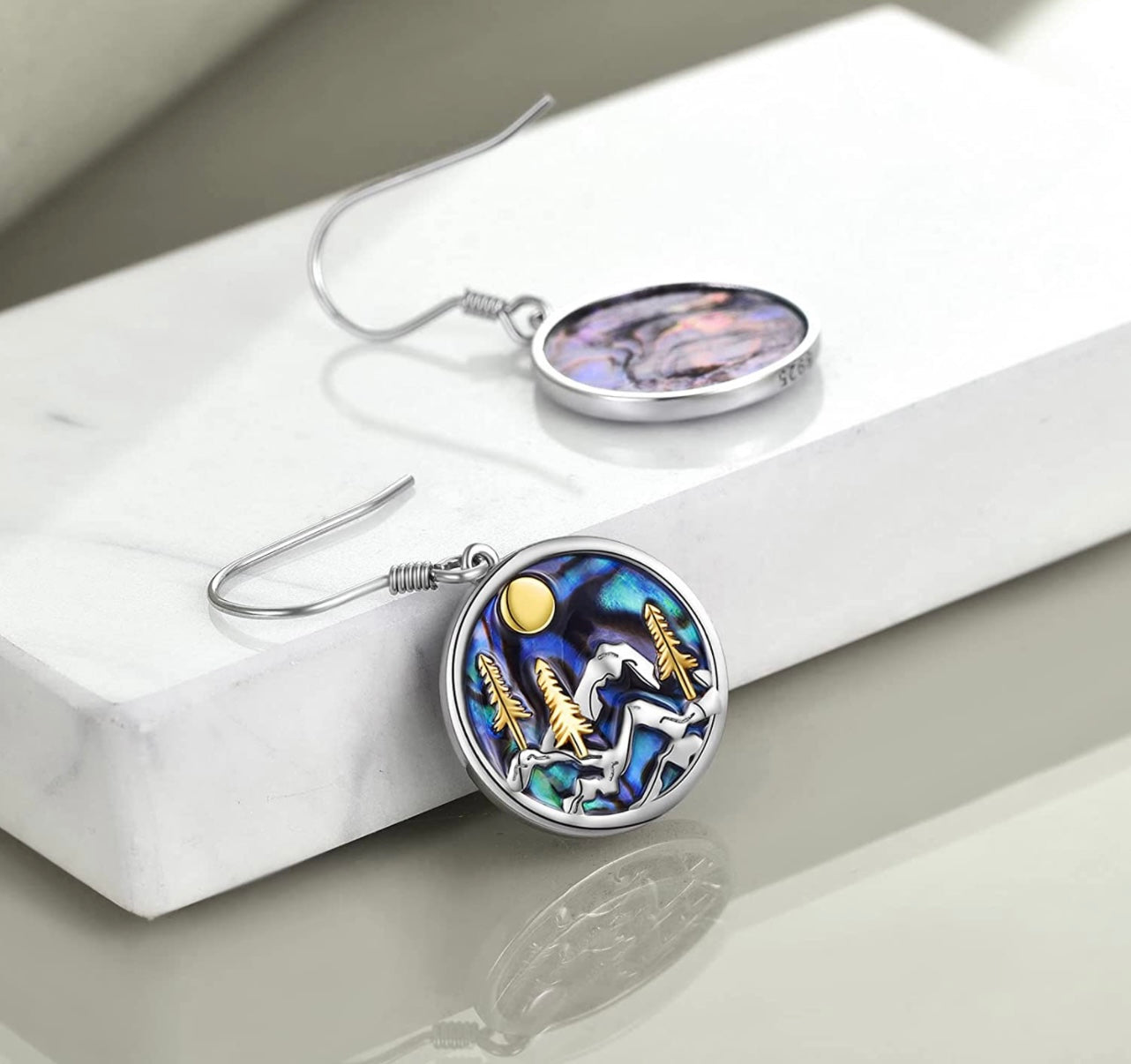 Mountain Earrings Sterling Silver Abalone