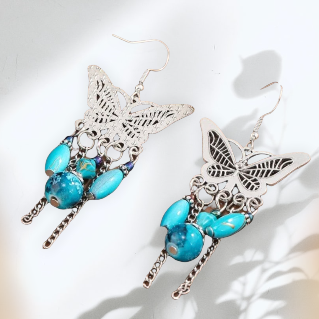 Butterfly decor dangle earrings