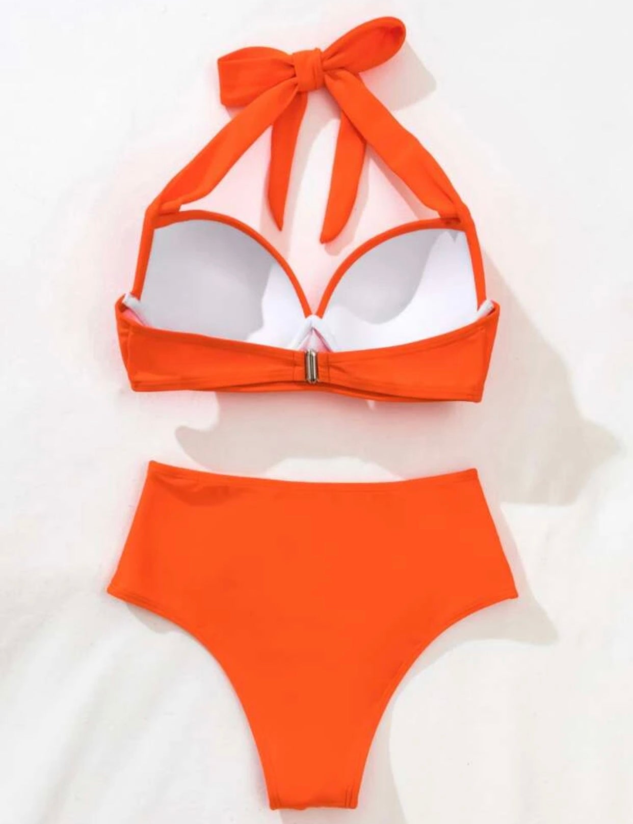 Women’s orange halter high waist push up bikini swimsuit