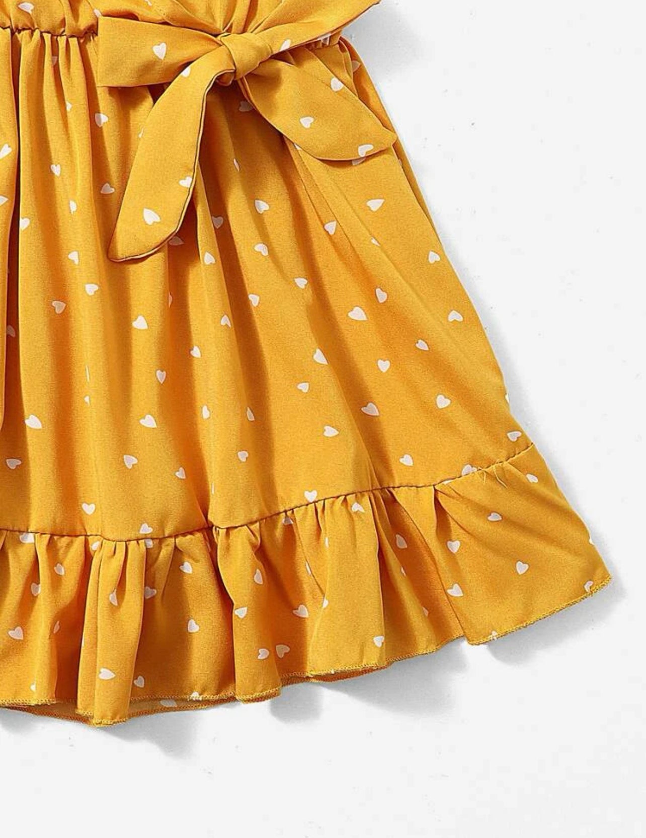 Toddler Girls Confetti Heart Print Flutter Sleeve Tie Side Ruffle Hem Dress