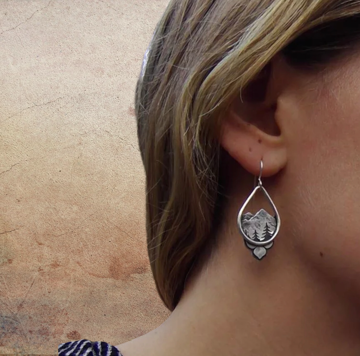 Vintage Mountain Earrings Ethnic Style Silver Color Pendant Earrings