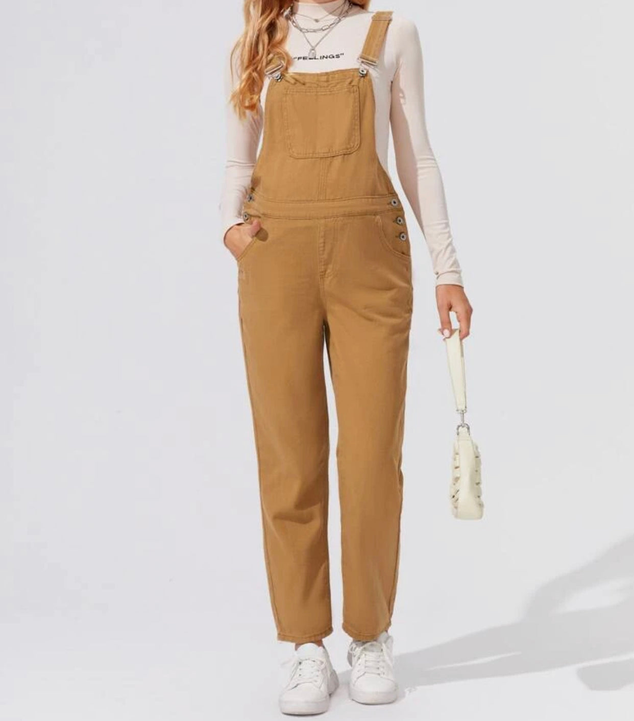 Maternity patch pocket denim overalls without top