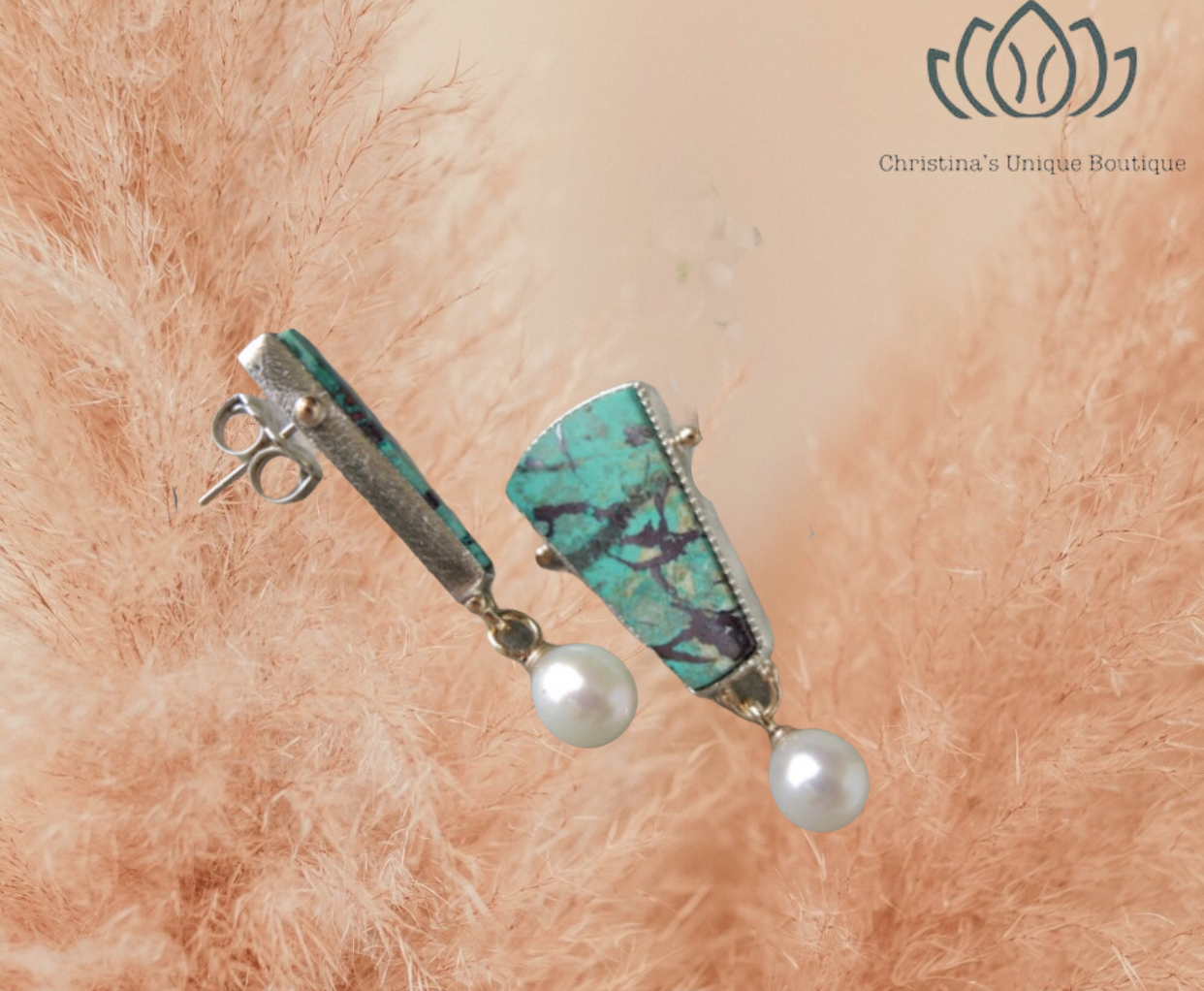 Gorgeous green turquoise inspired stud back earrings - Christina’s unique boutique LLC