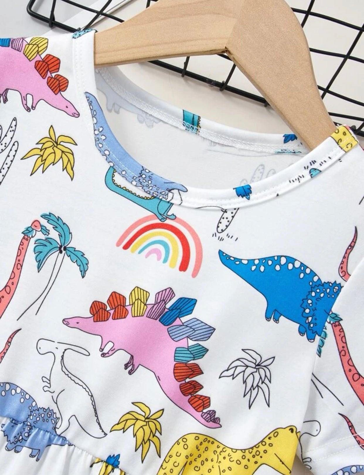 Toddler girls cactus & dinosaur print dress