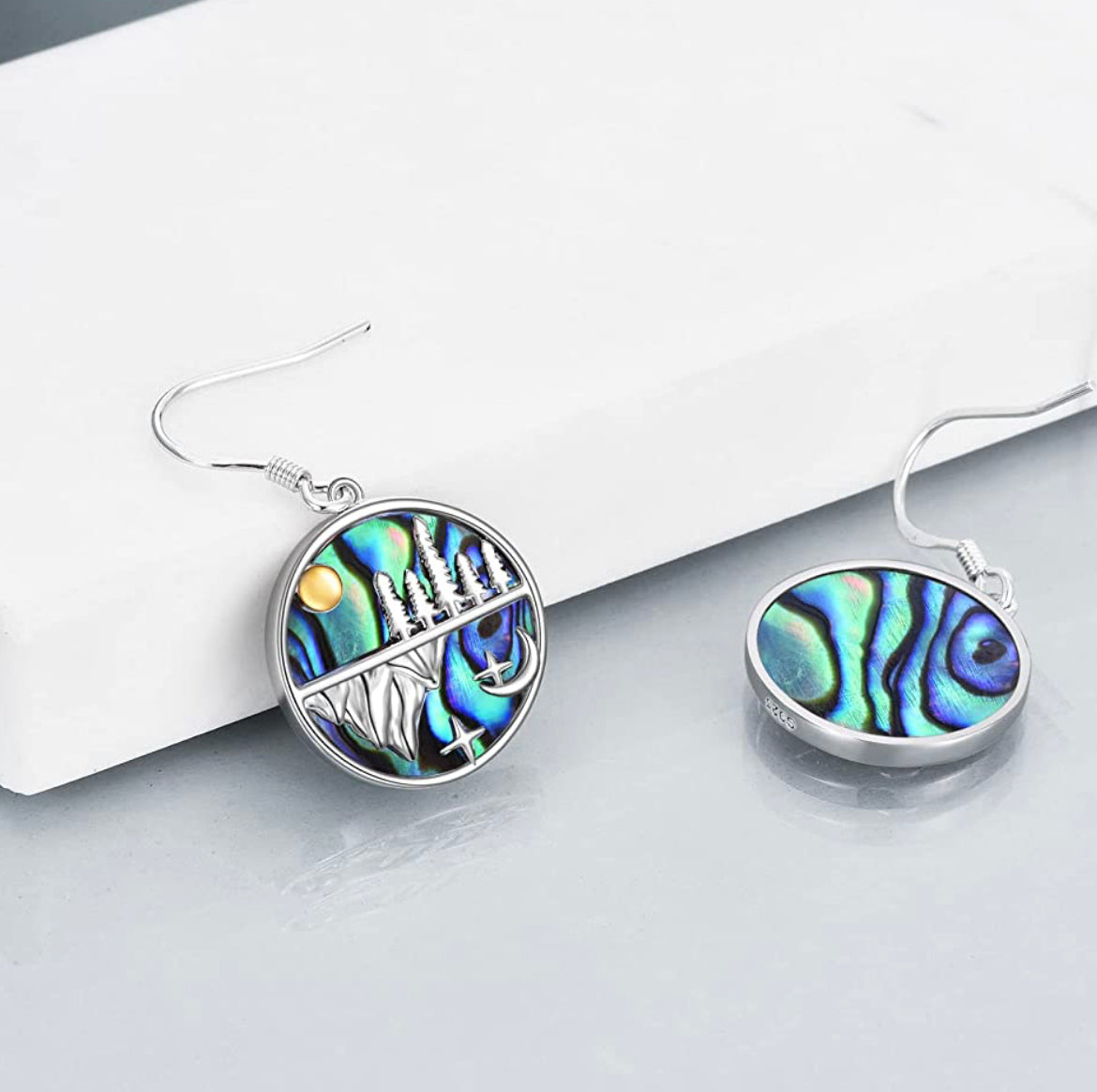 Mountain Earrings Sterling Silver Abalone