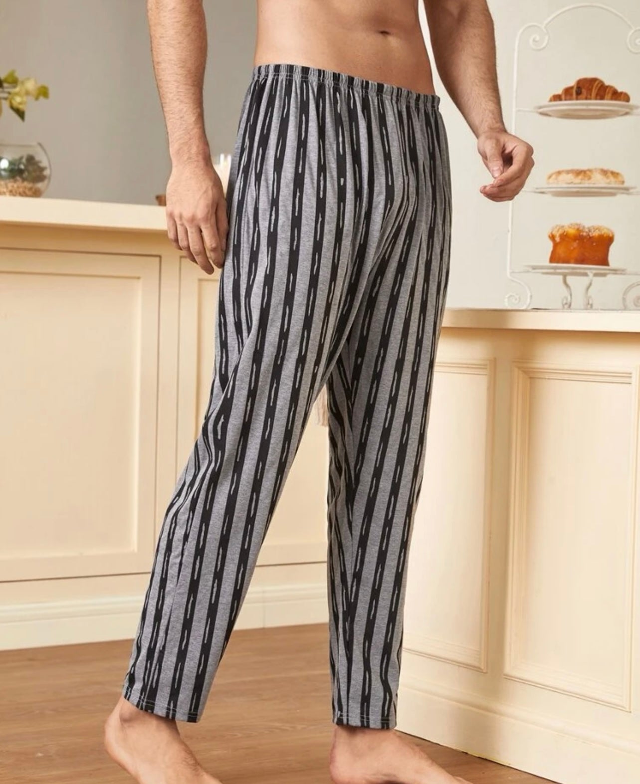 Men striped print sleep pants