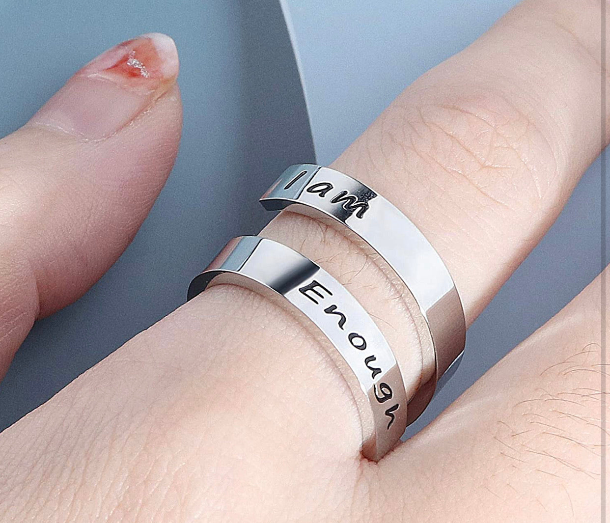 Stainless steel engraved inspirational ring - Christina’s unique boutique LLC