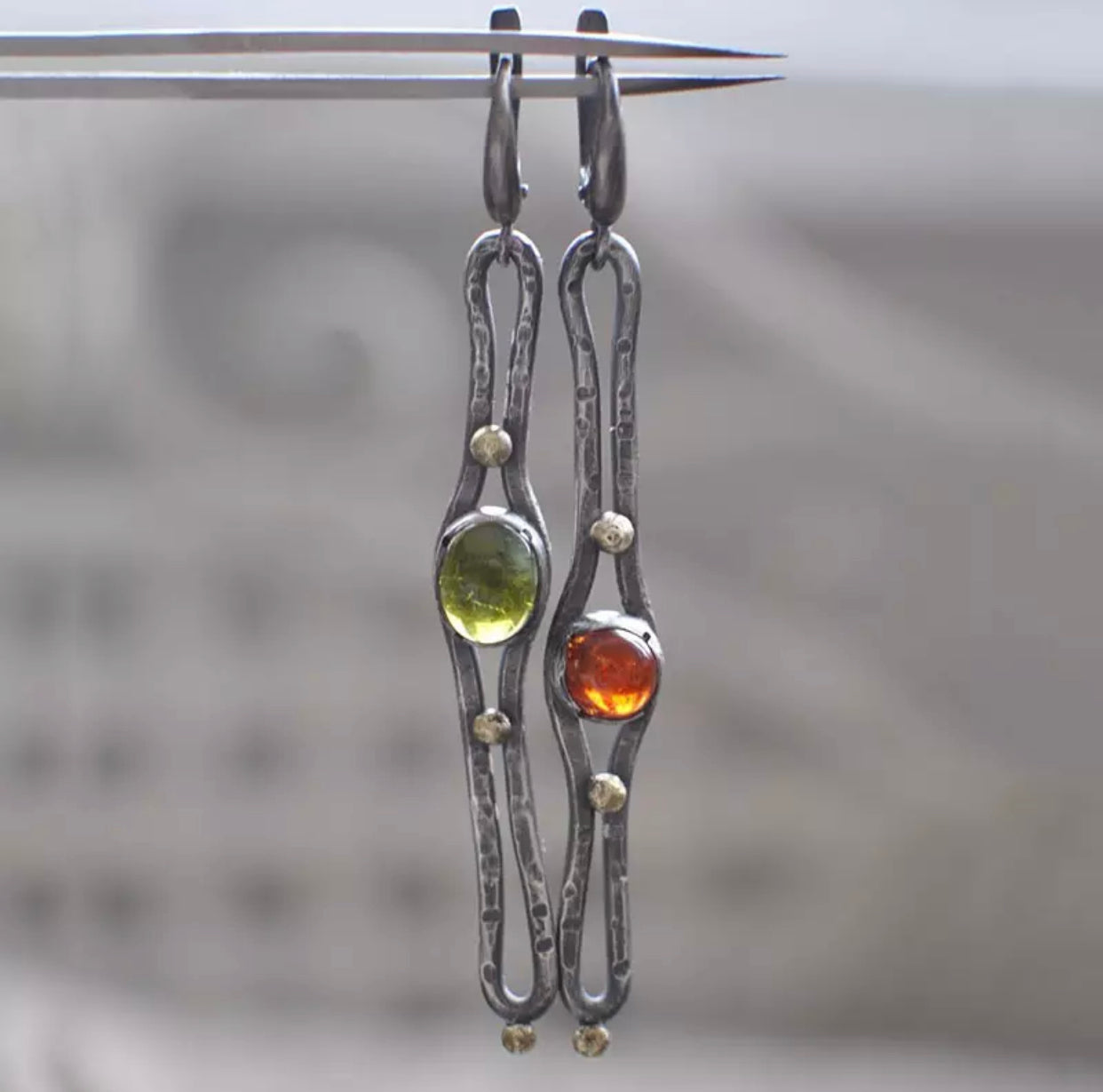 Olivine and citrine inspired drop earrings