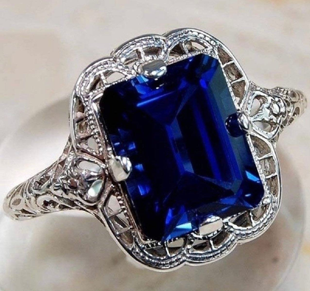 Elegant Huge Natural 3.5Ct Tanzanite 925 Silver Sapphire Ring Women Wedding Engagement Size 6-10