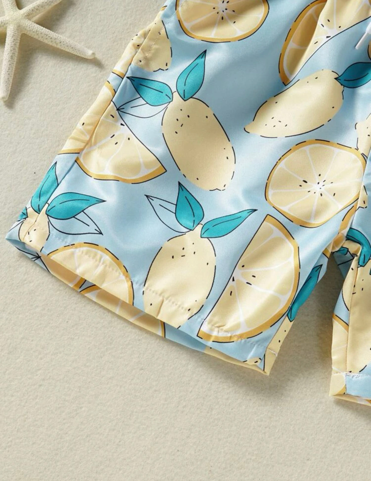 Toddler boys lemon print swim shorts