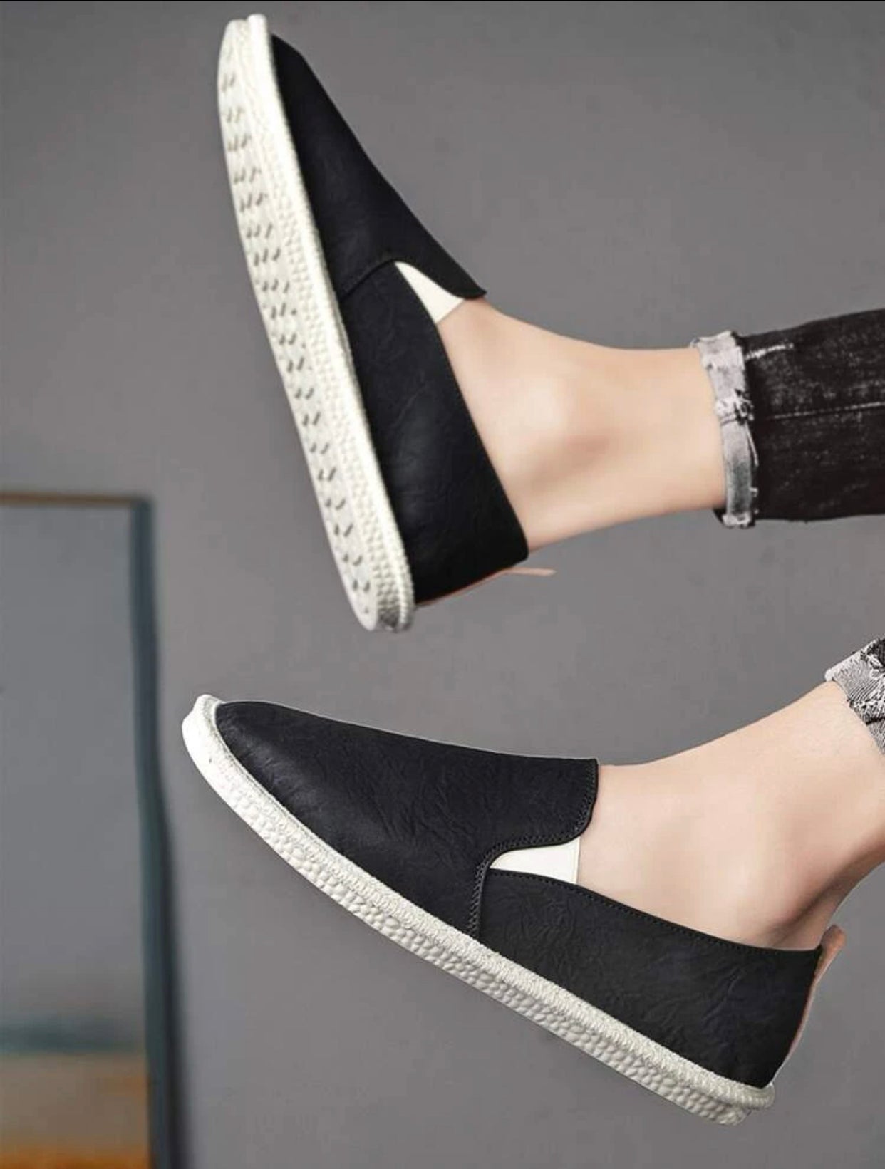 Black men’s stitch detail espadrille loafers